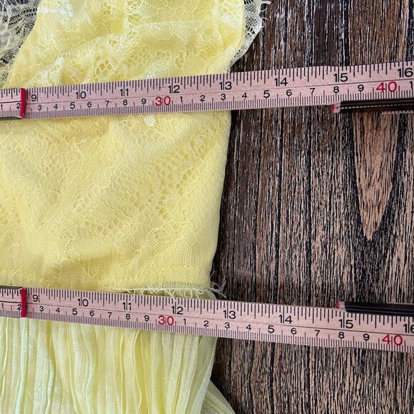 Yellow Lace Chiffon Enchanted Evening Maxi Dress | Size S - Picture 12 of 13
